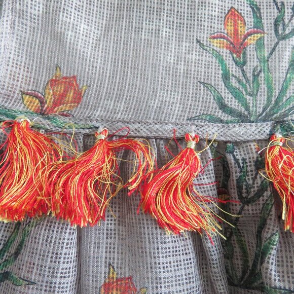 SACHIN + BABI Acacia Floral Tasseled Sheer Boho Blouse - Size S - Picture 14 of 16